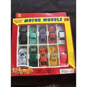 Vtg Motor Wheels 10- Die Cast Metal-Tampo Printing‎ J.E Toys VTG BNIP Rare 1:64